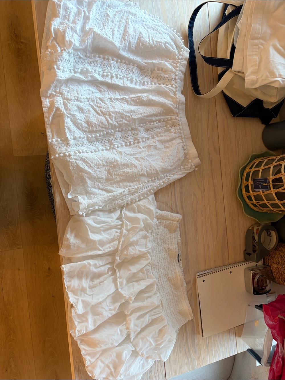 J.Crew White Eyelet skirt & American eagle white ruffle skirt size 6 & medium